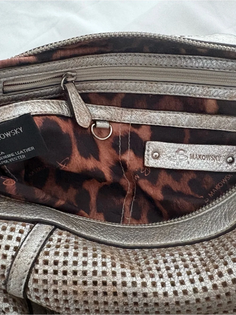 b. makowsky Metallic Soft Light Hobo Bag - Silver / Copper